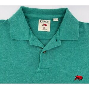 Perlis Authentic Crawdad Polo Shirt Mens Medium Green 100% Peruvian Cotton